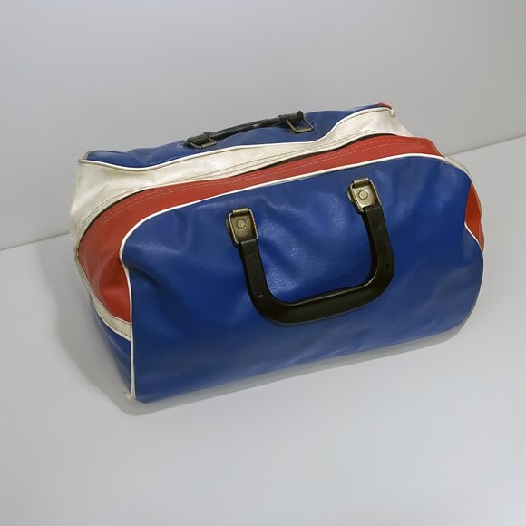 RETRO VINTAGE Bowling Bag Red White Blue - Picture 1 of 2